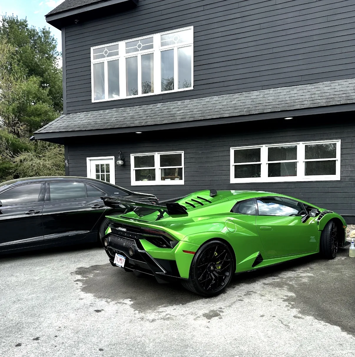 Green Lamborghini after exterior detailing